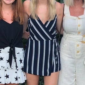 She + Sky Navy Stripe Romper